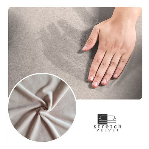 Funda Elastizada De Terciopelo Para Sillón 3 Cuerpos Gris Claro