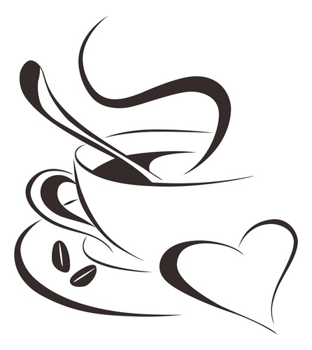 Adhesivo De Pared De Cocina, Taza De Café Y Corazón, Calcoma