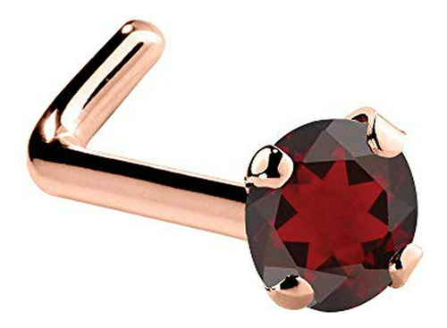 Aros - 14k Gold & Platinum Genuine Garnet Nose Ring