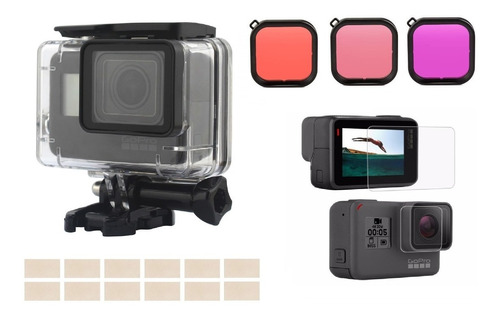 Kit De Carcasa Sumergible Gopro 5 6 7 8 Black Filtro Colores