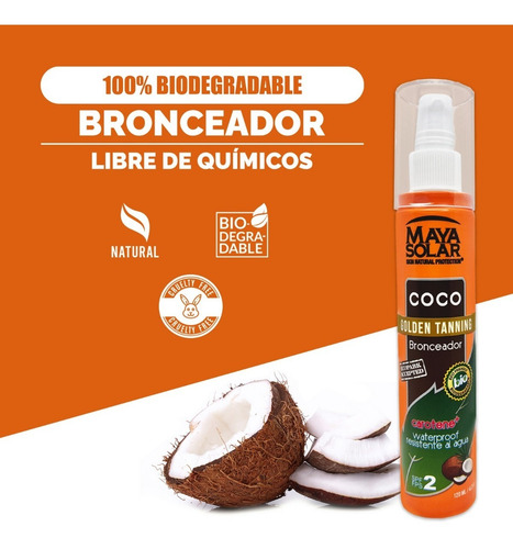 Aceite Bronceador Con Aceite De Coco Biodegradable 120 Ml