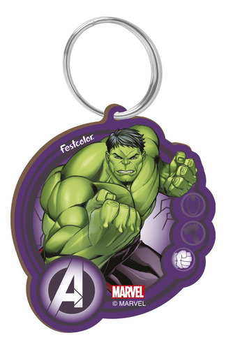 Chaveiro Mdf Hulk Avengers - 01 Pacote 04 Peças - Festcolor