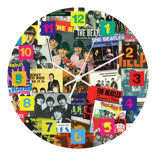Vandor Beatles-singles Collection - Reloj De Pared De Mader.