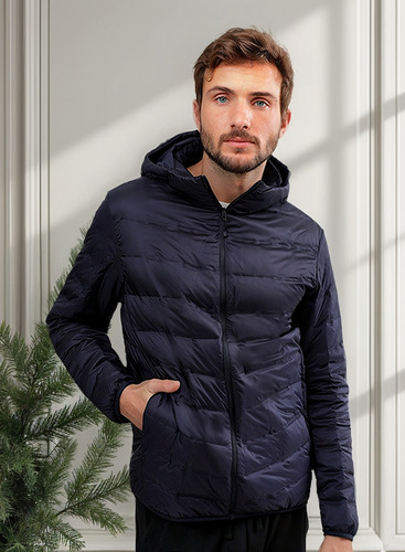 Campera Uniqlo Navy Ultra Light Down Hombre Con Capucha