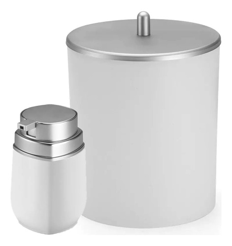 Kit Lixeira Dispenser Porta Sabonete Liquido Banheiro Branco