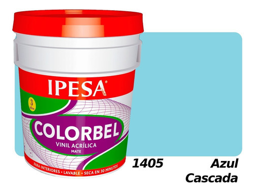 Pintura Vinílica Interior 4 Litros Colorbel 3 Años Galón Color Azul Cascada