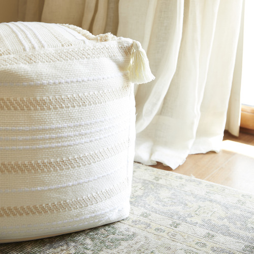 Pouf / Puff Cubo Alto Con Flecos Marroquí Relan