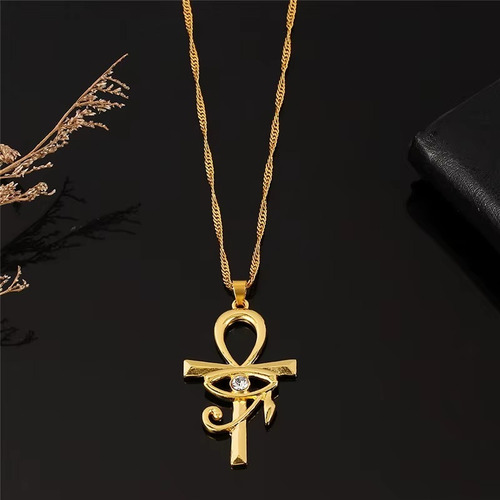 Cruz Ankh Con Ojo De Horus Egipcio Acero Dorado Ojo De Horus Egipcio Con Cruz Ankh