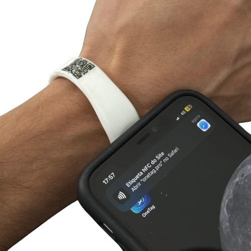 Cartão De Visitas - Pulseira Nfc Com Aplicativo - Branca