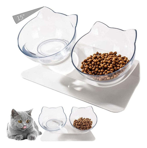 Bowl/ Plato Inclinado Doble Antideslizante Para Gatos