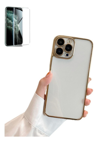 New Funda Transparente De Pc Con Película De Lente For iPhone