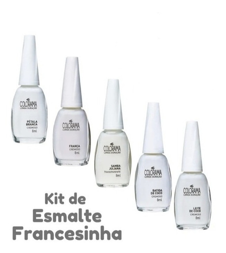 Imagem 2 de 7 de Kit 5 Esmaltes Tons De Branco Francesinha Colorama Envio Já