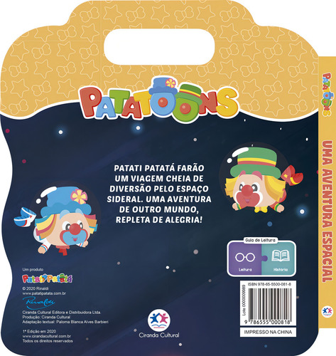 Patati Patatá - Uma aventura espacial, de Blanca Alves Barbieri, Paloma. Lendo por aí Editorial Ciranda Cultural Editora E Distribuidora Ltda., capa mole em português, 2021