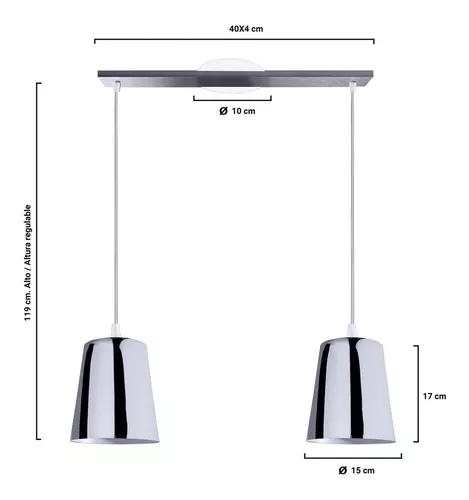 Precursor egipcio Papá Lampara Colgantes Riel Techo 2 Luces Led E27 Cocina Living