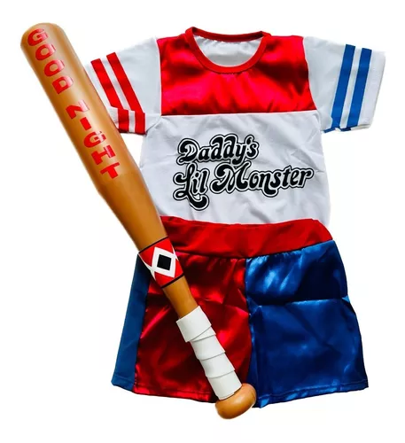 Fantasia Arlequina Infantil Roupa Harley Quinn Com Taco