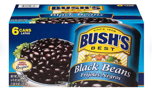 Bush's Black Beans Frijoles Enlatados 6 Pack Importado