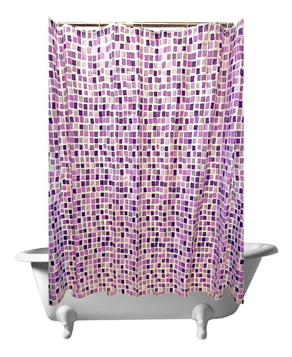 Cortina De Baño Estampada + Protector Y Ganchos