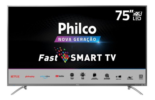 Imagem 1 de 4 de Smart Tv Philco 75 4k Led Netflix Bivolt Ptv75e30st