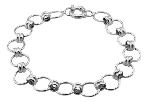 Pulsera Argollas 2x1 Plata 925 Cierre Marinero Largo 18 Cm