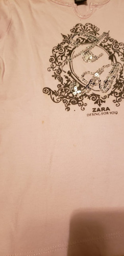 Remera Manga Larga Zara Talle 4 Años Con Brillos Impecable