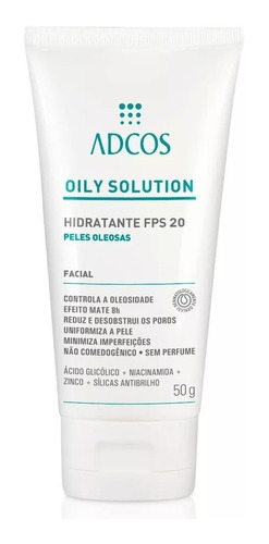 Creme Hidratante FPS 20 Adcos Oily Solution dia  para pele oleosa de 50g
