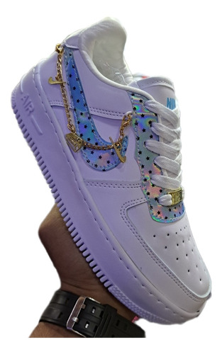 Zapatos Nike Air Force One Cadenitas Damas Af1 Blancas Zoom 