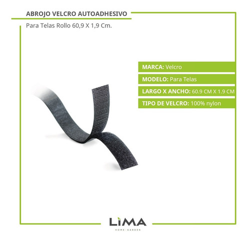 Imagen 2 de 9 de Abrojo Velcro Autoadhesivo Para Telas Rollo 60,9 X 1,9 Cm