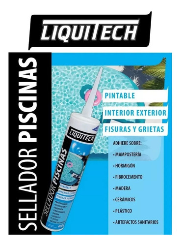 Pack X 6 Sellador Fisuras Grietas Piscinas Pintable 400gr Liquitech