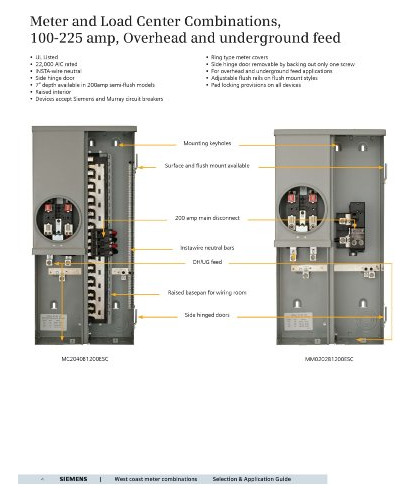 Siemens Mc2040b1200esc 20 Space 40 Circuit 200 Amperios Surf