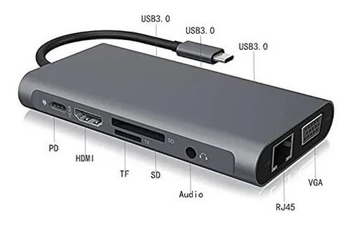 Hub Usb Concentrador Tipo C 10 En 1 Usb-c A Usb3. 0