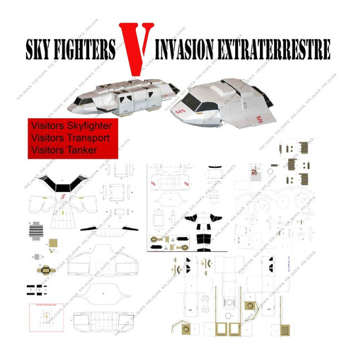 V Invasión Extraterrestre  Sky Fighters X3 Papercraft