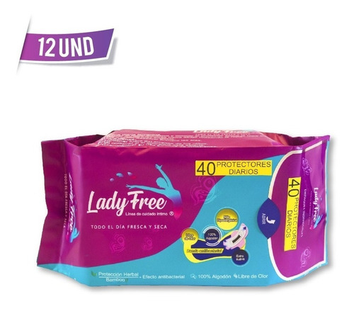 Protectores Diarios Femeninos Lady Free 40und X12pack