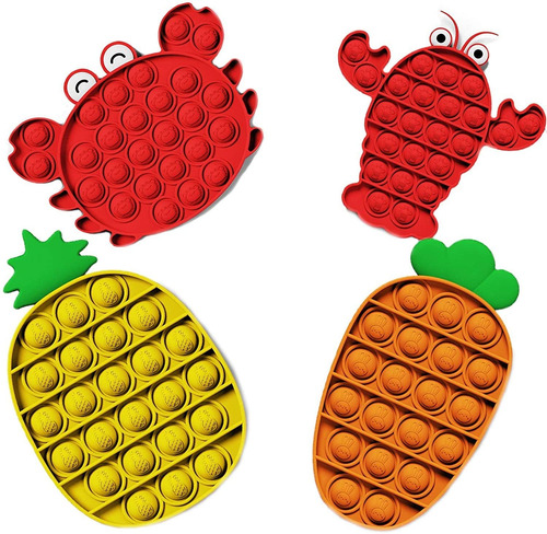 4 Piezas Empujar Burbuja Fruta Sensorial Fidget Autismo Estr