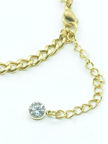 Tobillera Pulsera Eslabones Ajustable Chapada En Oro 18k