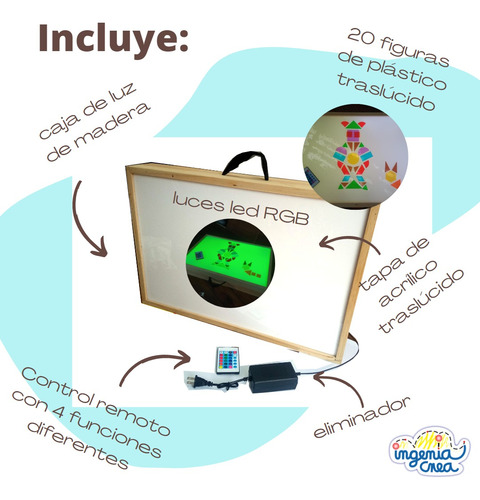 Caja De Luz Sensorial Ingeniacrea Regio Emilia 40x60+figuras