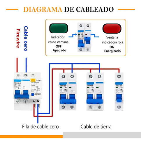 2pc Interruptor Termomagnetico Ac Riel Din 2 Polos 120/220 V