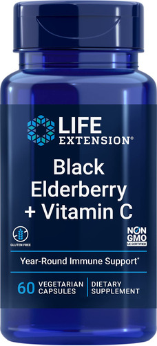 Suplemento Life Extension Black Elderberry + Vitamina C