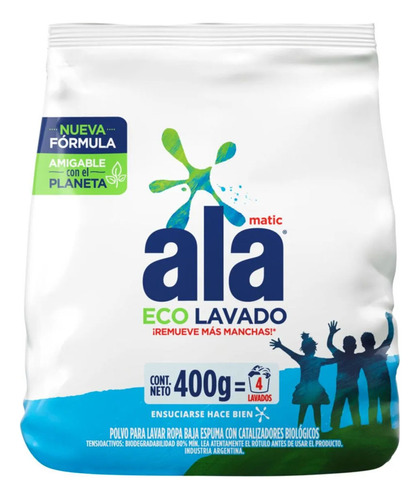 Jabón En Polvo Ala Matic Máxima Blancura 400g X3 Unidades