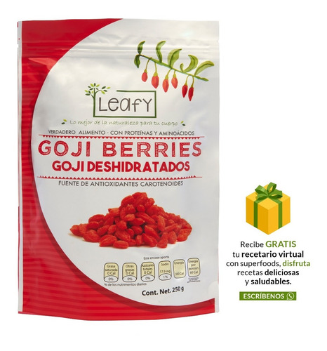 Imagen 1 de 7 de Goji Berries Bayas De Goji Orgánicas Leafy 250g