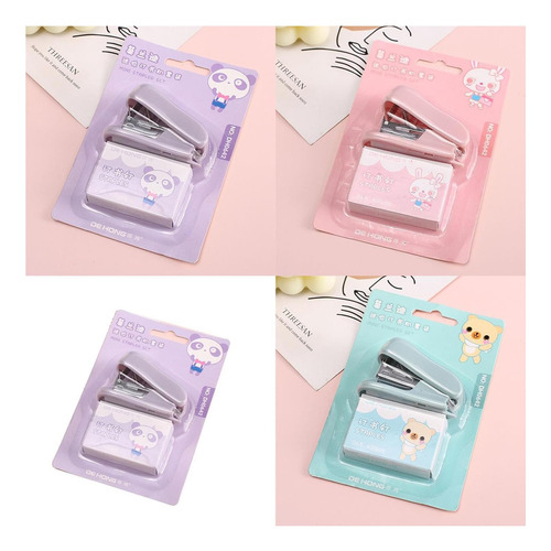 Purple Mini Stapler Juego Con 400 Grapas Estándar Linda El Y