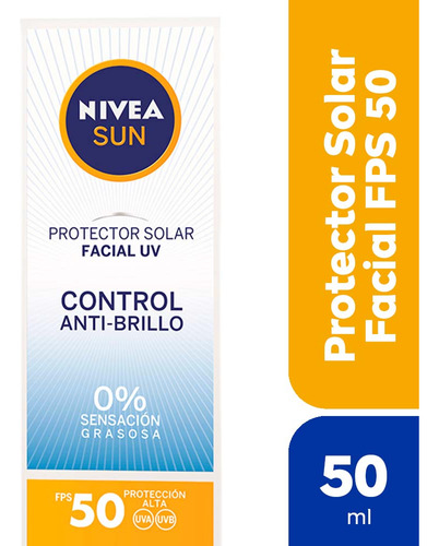 Nivea Sun Control Anti Brillo Sin Color Protector Solar Facial 50 Fps 50ml