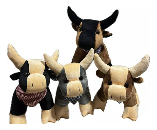 Peluche Torito Con Pañuelo - Toro Suave 38 Piezas De 28 Cm Café