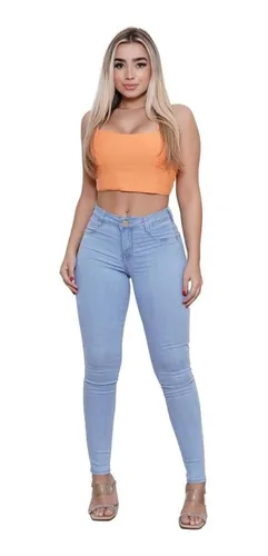 Calça Jeans Feminina Cós Alto Levanta Bumbum Ri19