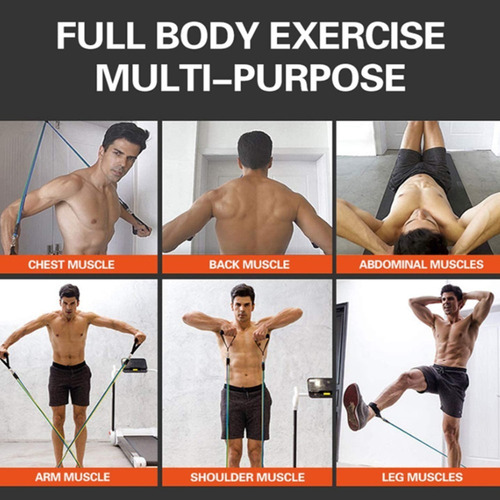 Imagem 7 de 10 de Kit Elástico Treino Exercícios Malhar Musculação Casa 11 Pcs