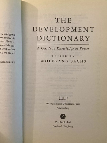 The Development Dictionary, Wolfgang Sachs (Reacondicionado)