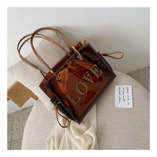 Bolsos De Hombro De Pvc Transparente Para Mujer De Moda Color Marrón