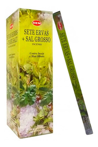 Incenso Natural Hem - Sal Grosso Com 7 Ervas 8 Varetas