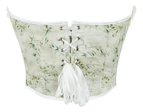 Crop Top Corset Con Lazos De Ajuste Floreado Verano Straple