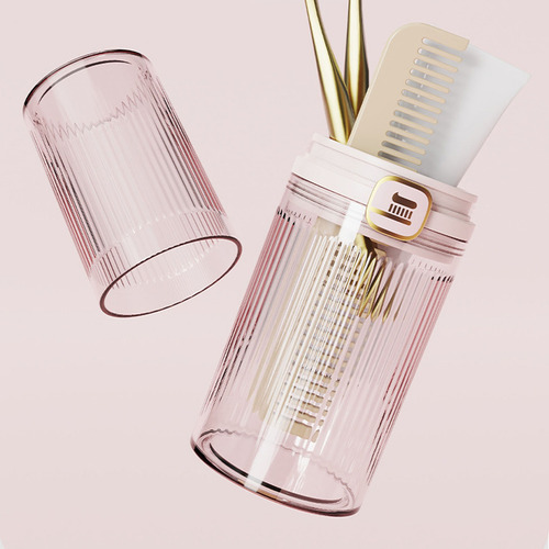 Soporte Cepillo Dientes Viaje Tazas Dobles Lujo Ligeras Rosa