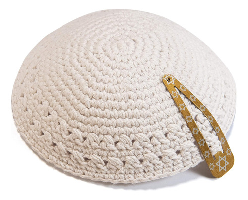 Jl Kipphas De Punto De 17 Cm De Algodón Blanco Kippah Judío 